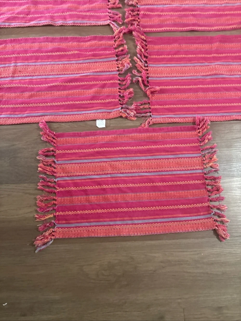 Handwoven Pink Dining Table Runner and Placemat Set